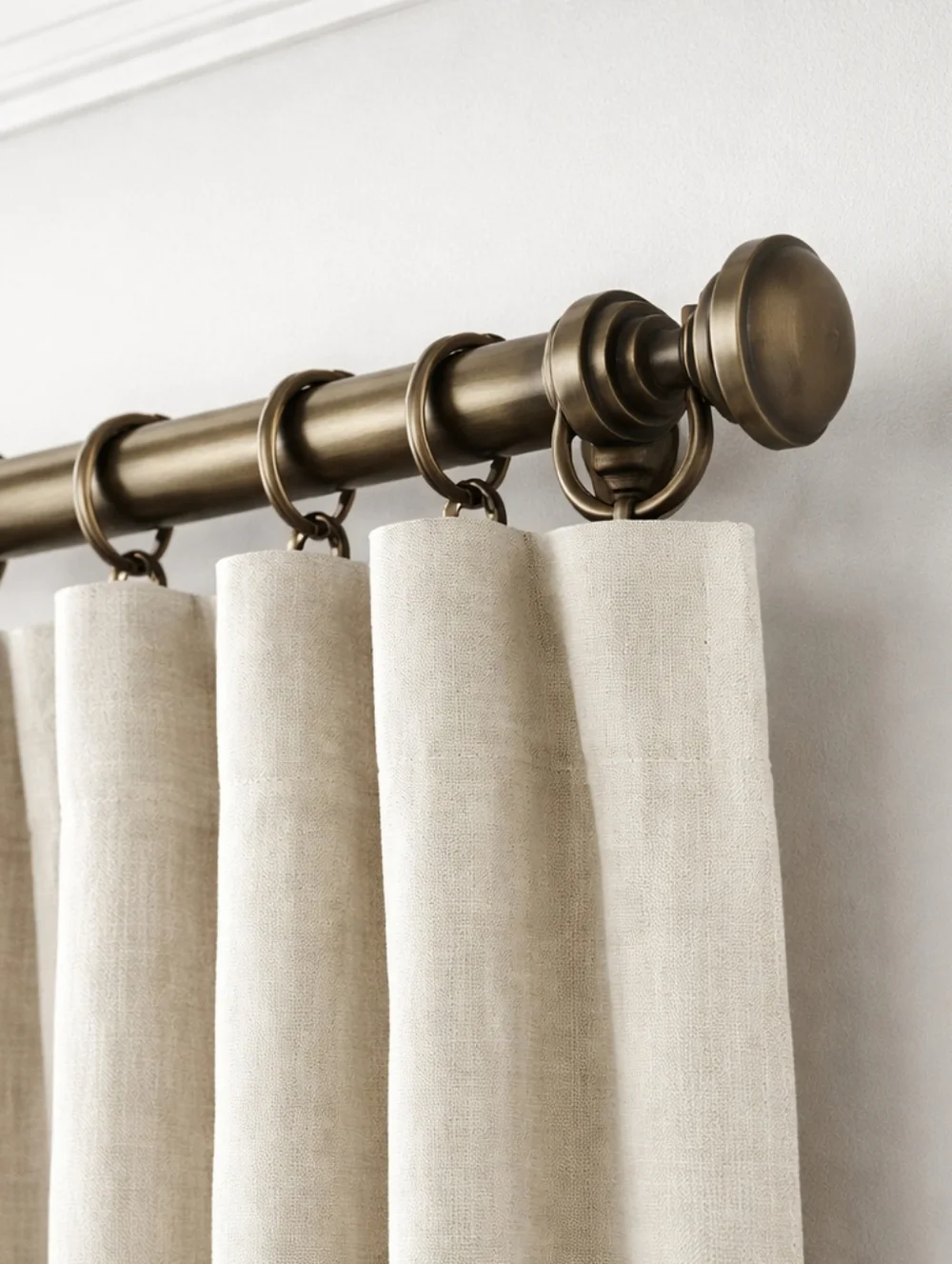 Pottery Barn Somerset Turned Curtain Rod Finials Set of 2 2.5” Antique Brass
